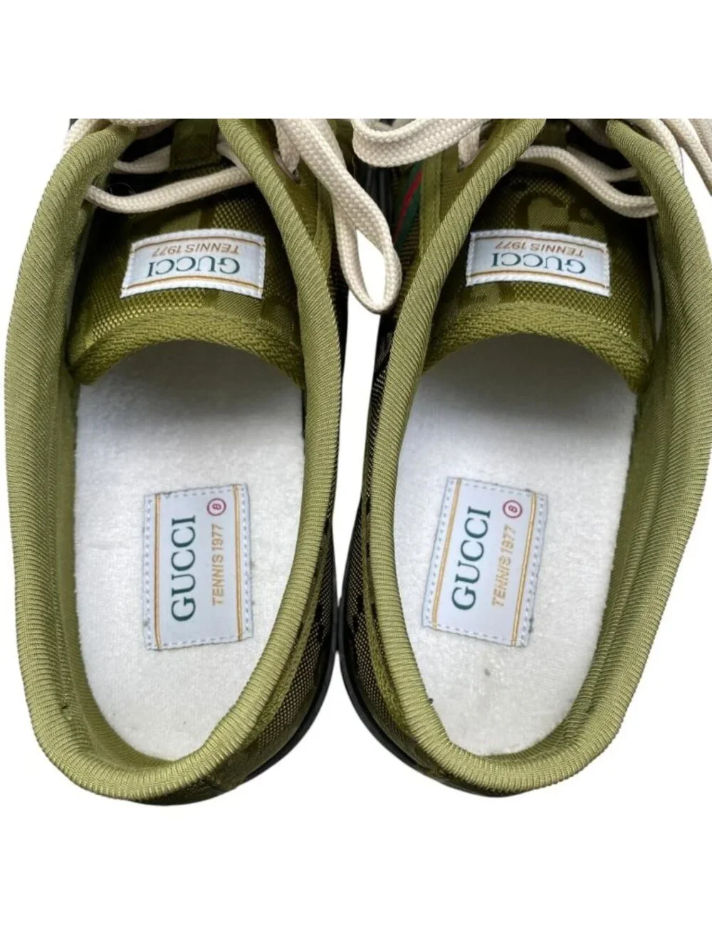 Gucci Sneakers Low Cut GG Canvas Logo Khaki Red Green